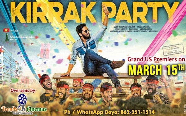 “Trendy Cinemas Premiers “KIRRAK PARTY” Overseas on Mar 15”