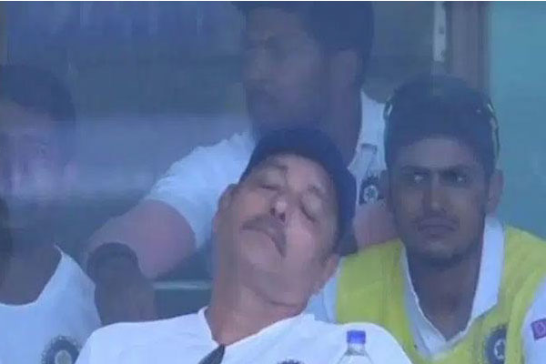 Viral now: Ravi Shastri spotted taking a nap during the match