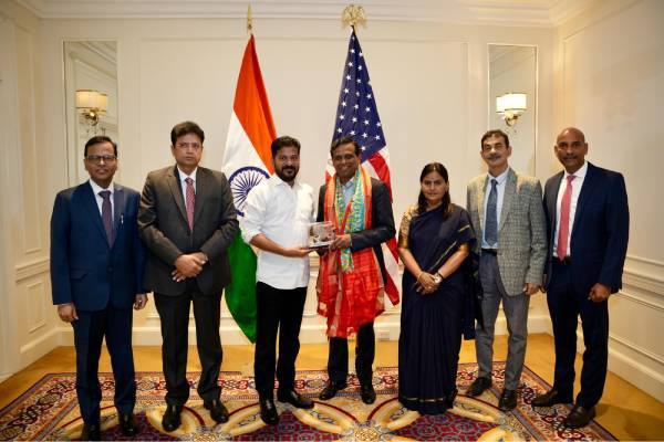 CM Revanth Reddy met Cognizant CEO Ravi Kumar in USA