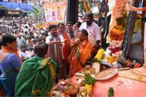 CM Revanth Reddy takes part in the first Pooja at Khairatabad Ganesh